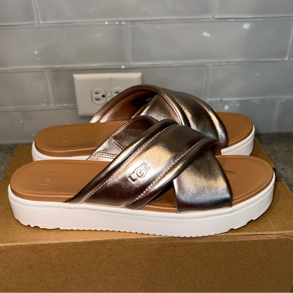 UGG Shoes - ✨NIB✨ UGG Women's Zayne Crossband Sandal Rose Gold Metallic